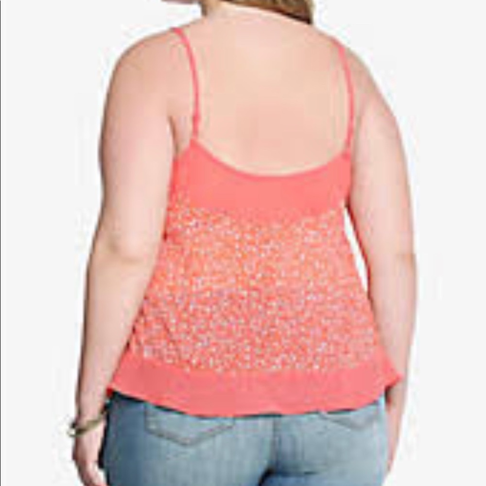 TORRID SIZE 1X CORAL DIAMOND PRINT CHIFFON TANK TOP Cami Top - Picture 3 of 11
